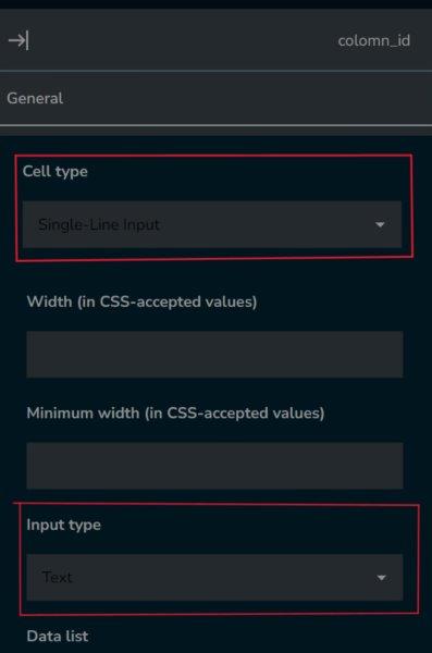 Multi-Select Matrix column: Changing cell input type to Single-Line Input