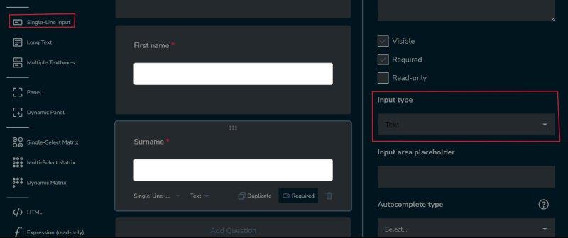 Single-Line Input question: default input type