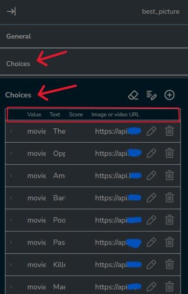 Image picker question: Configure choice options