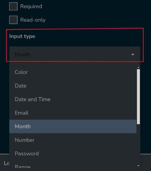 Single-Line Input question: available input types