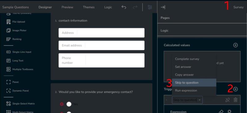 Survey Designer: How to implement "skip to question" logic, part 1