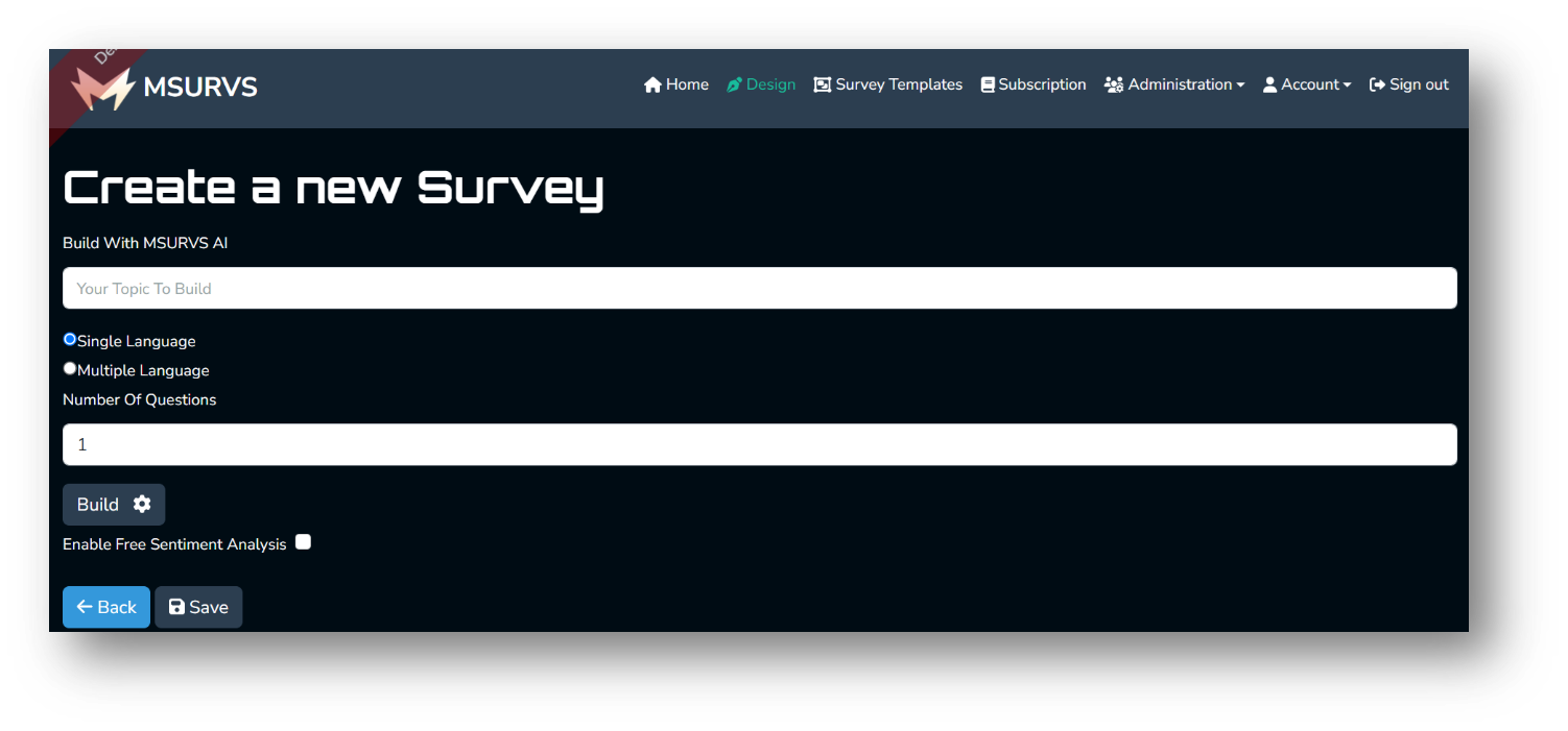 MSURVS Designs Survey Creation