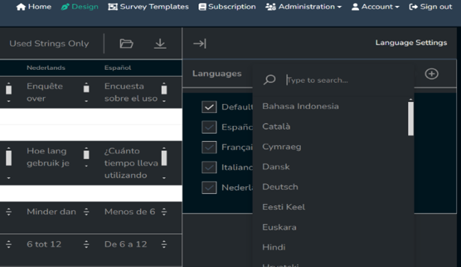 Multilingual Survey Add Languages