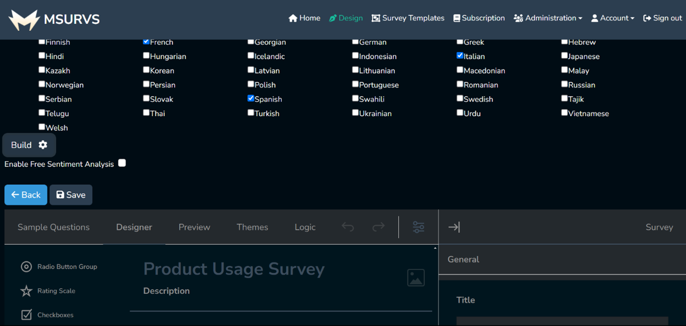 Multilingual Survey Built