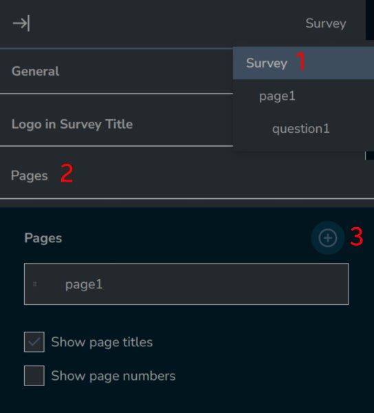 Survey Designer - Add new page
