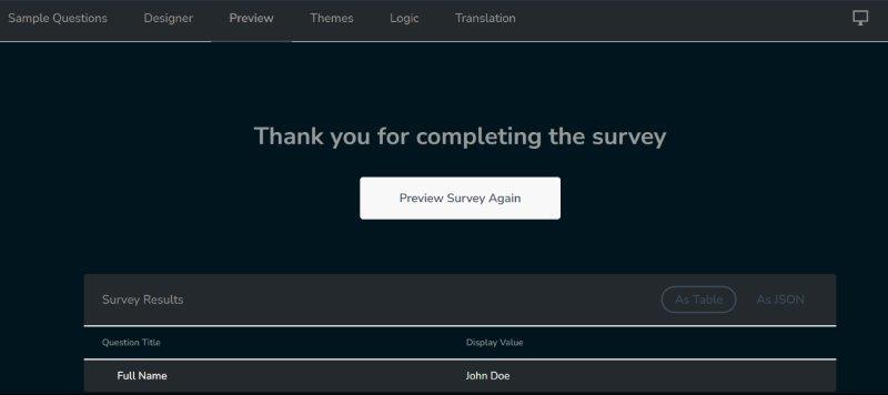 Survey Designer - Preview survey again