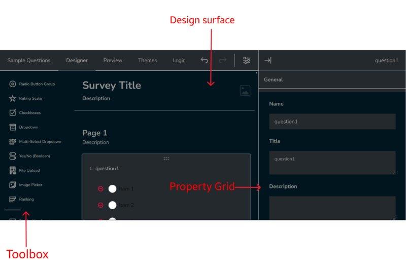 Survey Designer - Designer tab