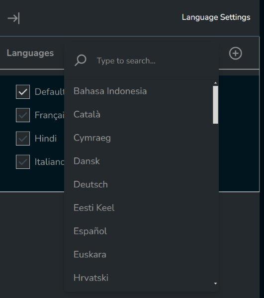 Survey Designer - Language settings in the Translation tab